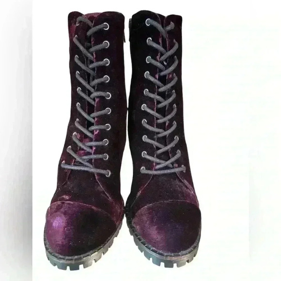 Report Signature Purple Velvet Lace Up Boots. - Picture 1 of 10